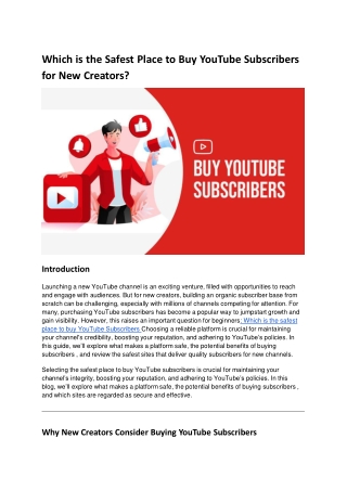 Which is the Safest Place to Buy YouTube Followers for New Creators