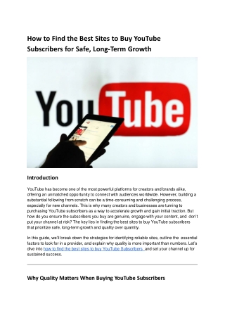 How to Find the Best Sites to Buy YouTube Followers for Safe, Long-Term Growth