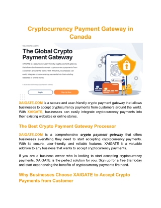 Cryptocurrency Payment Gateway in Canada