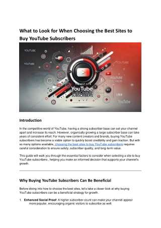 What to Look for When Choosing the Best Sites to Buy YouTube Followers