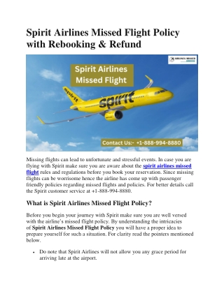 Spirit Airlines Missed Flight Policy with Rebooking