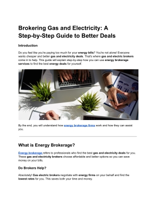 Brokering Gas and Electricity_ A Step-by-Step Guide to Better Deals