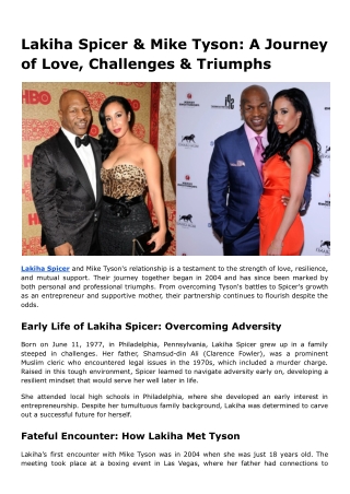 Lakiha Spicer & Mike Tyson: A Journey of Love, Challenges & Triumphs