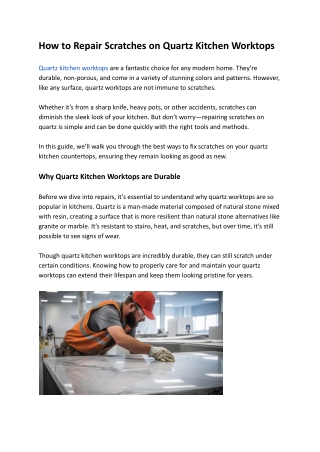 How to Repair Scratches on Quartz Kitchen Worktops