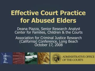 Effective Court Practice for Abused Elders