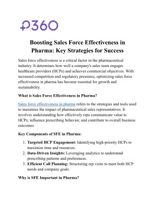 Boosting Sales Force Effectiveness in Pharma: Key Strategies for Success