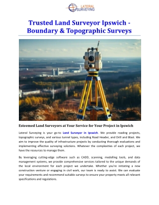 Trusted Land Surveyor Ipswich - Boundary & Topographic Surveys