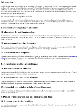 “Top 5 des innovations chez les meilleurs fabricants de palettes.”