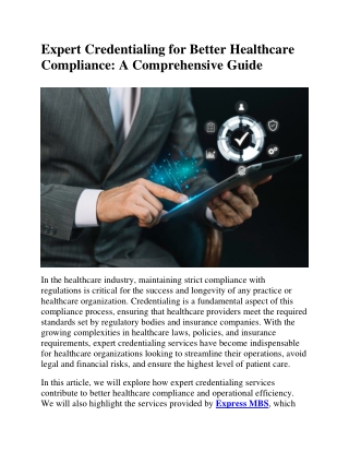 Expert Credentialing for Better Healthcare Compliance
