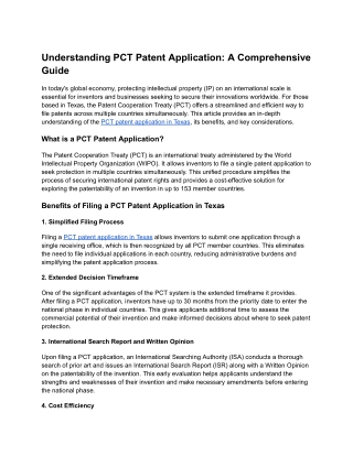 Understanding PCT Patent Application - A Comprehensive Guide