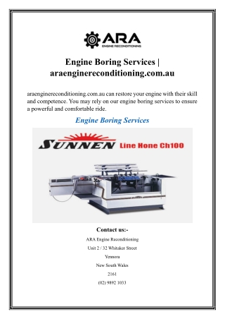 Engine Boring Services  araenginereconditioning.com.au