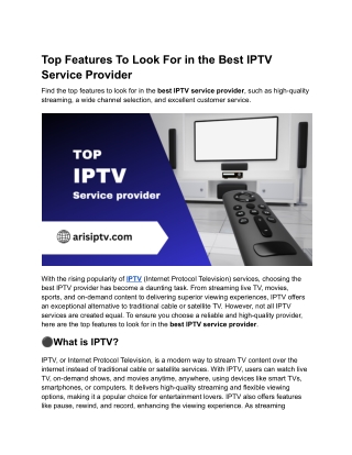 Top Features To Look For in the Best IPTV Service Provider