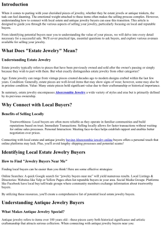 “Connecting with Local Estate and Antique Jewelry Buyers”