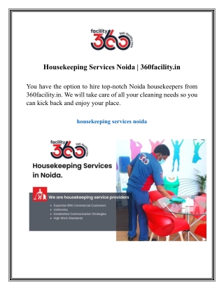 Housekeeping Services Noida  360facility.in