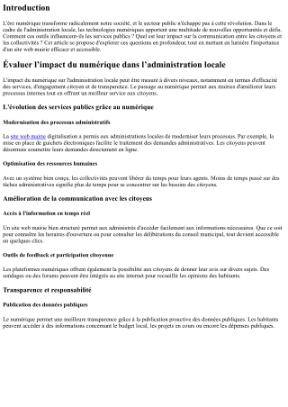 “Évaluer l’impact du numérique dans l’administration locale.”