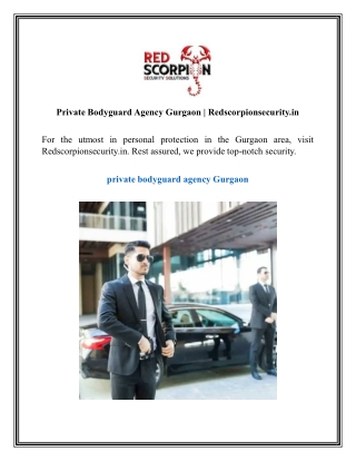 Private Bodyguard Agency Gurgaon  Redscorpionsecurity.in
