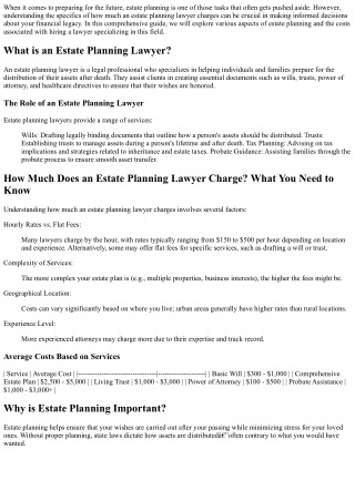 How Much Does an Estate Planning Lawyer Charge? What You Need to Know