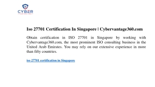 Iso 27701 Certification In Singapore  Cybervantage360.com