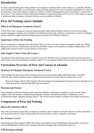 Damaging Down the Curriculum of a Typical First Aid Program