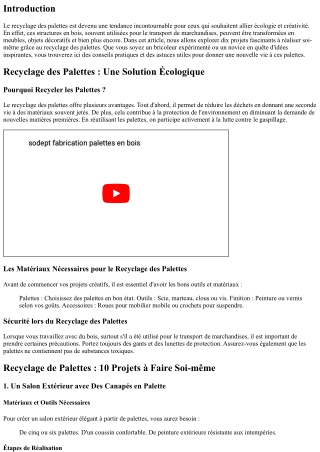 Recyclage de Palettes : 10 Projets à Faire Soi-même