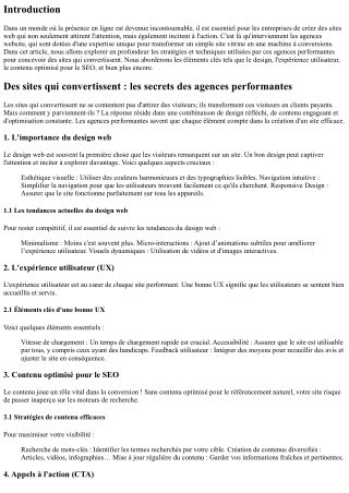 Des sites qui convertissent : les secrets des agences performantes