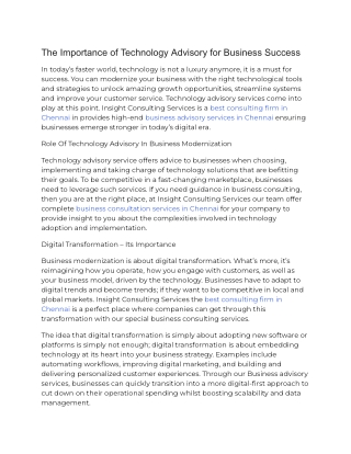 The Importance of Technology Advisory for Business Success