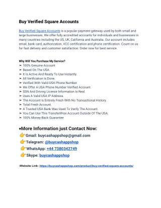 Buy Verified Square Accounts- Full Verified-USA