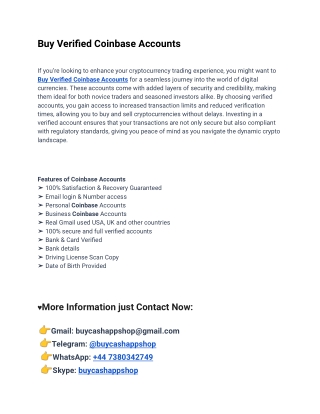 Buy Verified Coinbase Accounts- Full Verified-USA