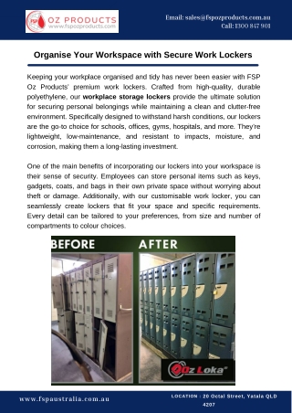 Organise Your Workspace with Secure Work Lockers