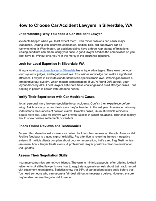 Car Accident Lawyers in Silverdale, WA