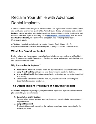 Reclaim Your Smile with Advanced Dental Implants