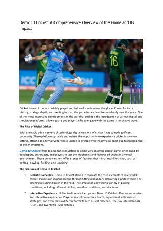 Demo ID Cricket