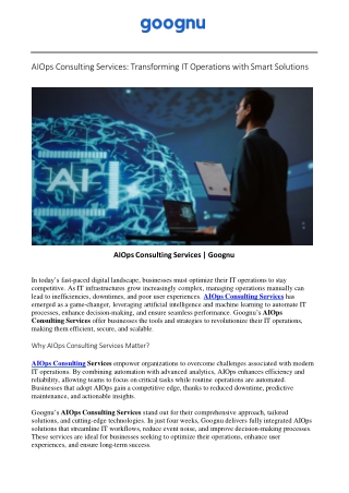 AIOps Consulting Services | Goognu