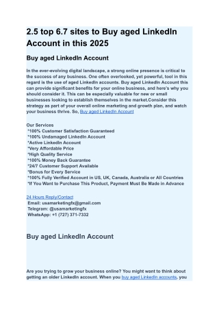 2.5 top 6.7 sites to Buy aged LinkedIn Account in this 2025