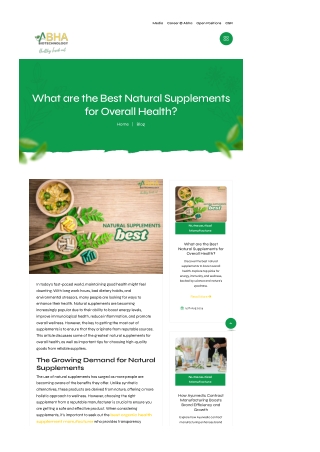 What are the Best Natural Supplements for Overall Health