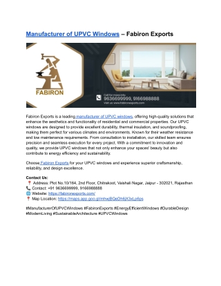 Manufacturer of UPVC Windows – Fabiron Exports (1)