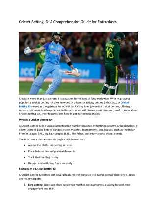 Cricket Betting ID
