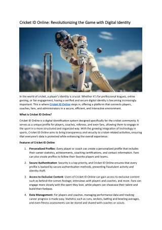 Cricket ID Online