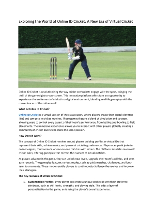 Online ID Cricket