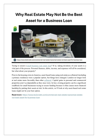 Why Real Estate May Not Be the Best Asset for a Business Loan