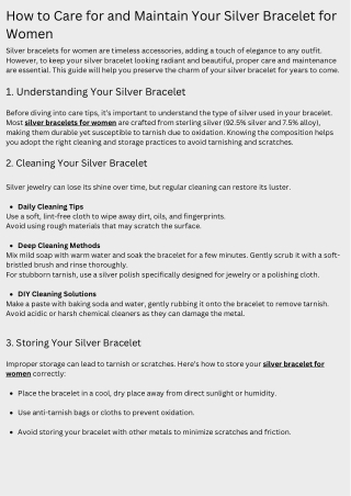 How to Care for and Maintain Your Silver Bracelet for Women