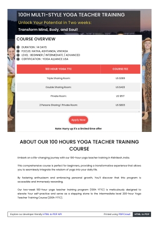 Learn Hatha & Vinyasa: 100-Hour Yoga Training in Rishikesh