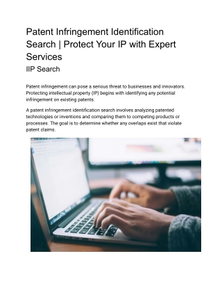 Patent Infringement Identification Search | Protect Your IP with Expert Services