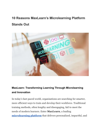 10 Reasons MaxLearn’s Microlearning Platform Stands Out