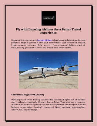 Fly with Luxwing Airlines for a Better Travel Experience