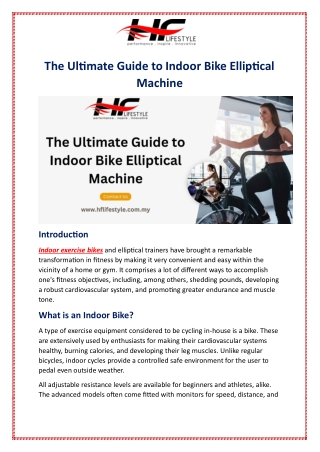 The Ultimate Guide to Indoor Bike Elliptical Machine
