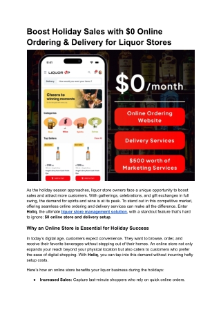 Boost Holiday Sales with $0 Online Ordering & Delivery for Liquor Stores