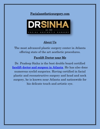 Best Facial Plastic Surgeon Atlanta