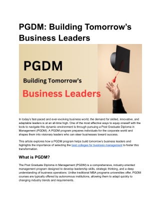 PGDM_ Building Tomorrow’s Business Leaders