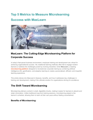 Top 5 Metrics to Measure Microlearning Success with MaxLearn